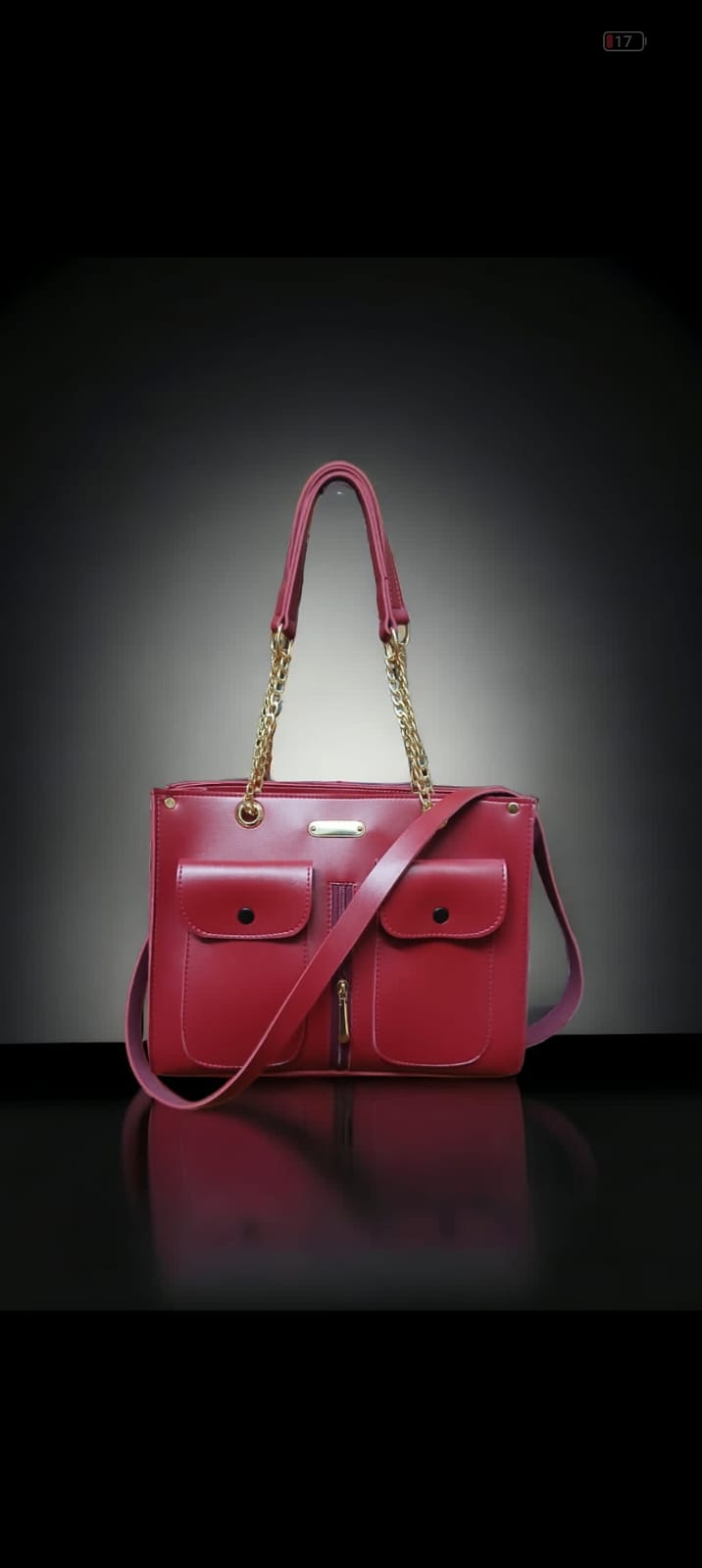 Dual Front Pocket Chain Strap Shoulder Tote —   handbag by HandbagsAvenue